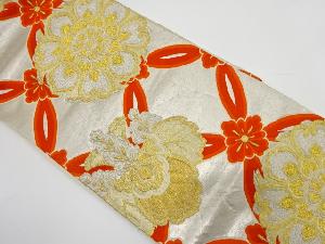 アンティーク　七宝に華紋・桐模様織り出し袋帯（着用可）